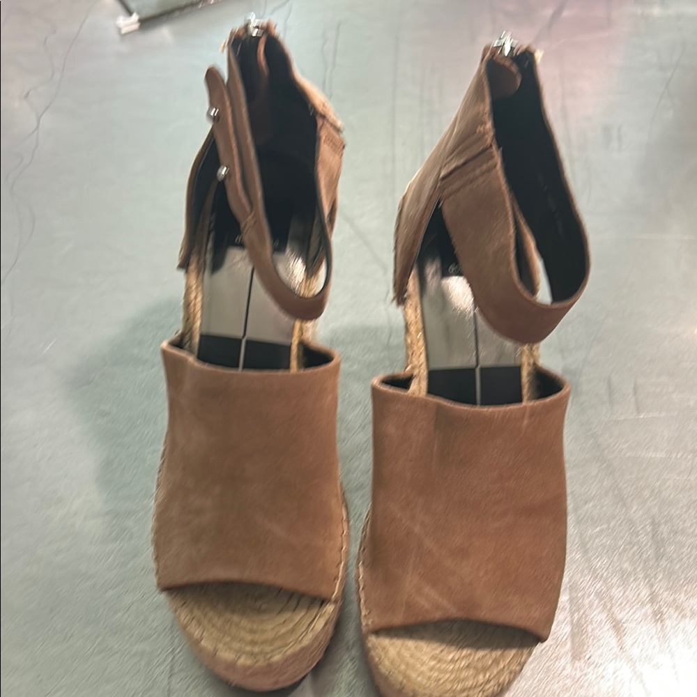 Womens Brown Suede Espadrille Wedge Sandals - Unbranded